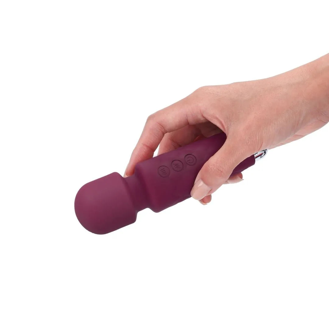 mini compact rechargeable silicone doux puissant silencieux discret ergonomique matelassé pivotant quinze centimètres voyage prune argent vingt modes stimulation intime