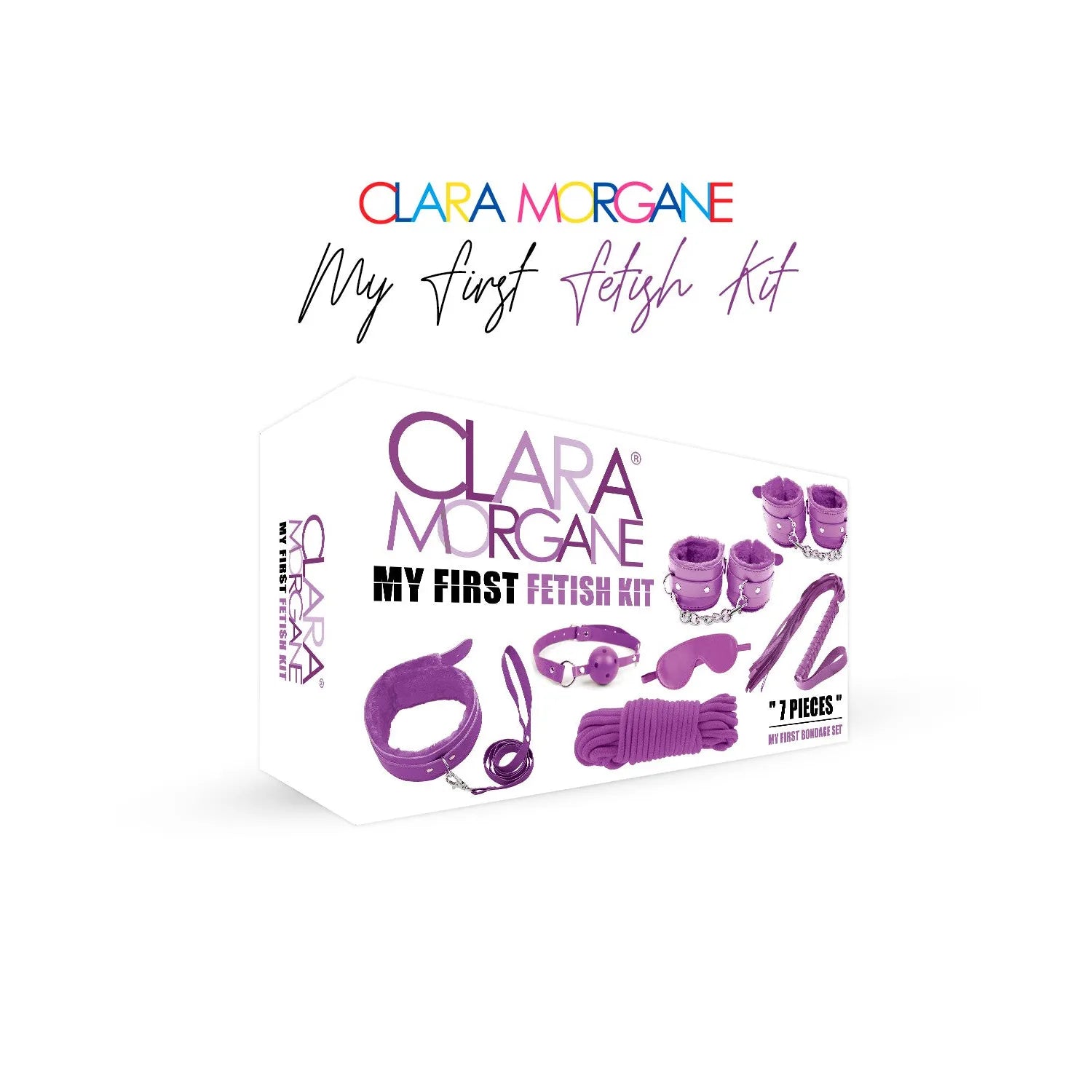 Coffret Initiation BDSM Débutants Accessoires Fétish Violet Clara Morgane Complet Sécurisé Confortable Luxueux Chic Sensuel Bondage Menottes Martinet Masque