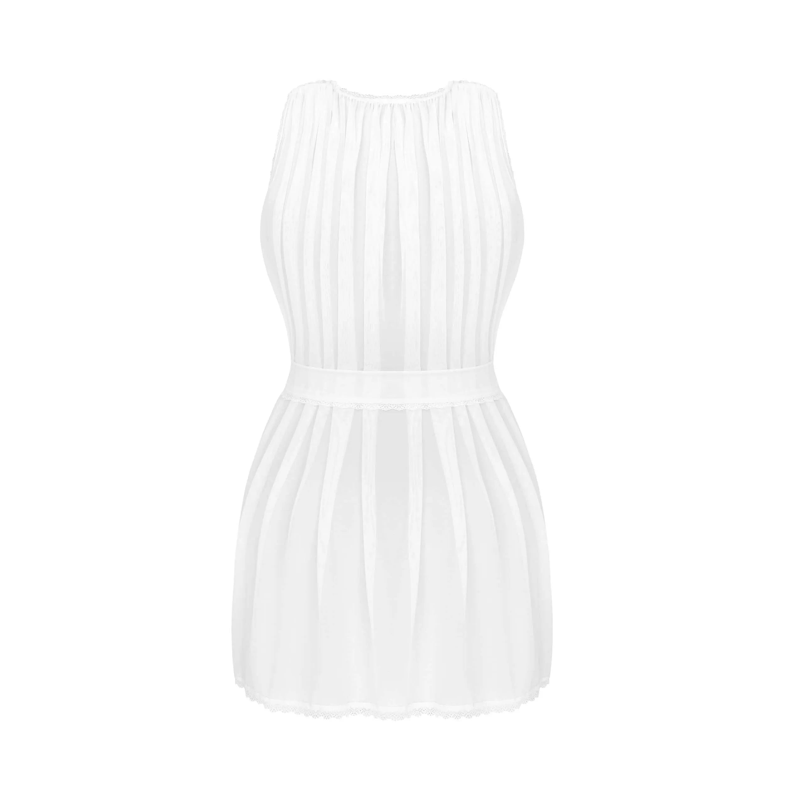 Peignoir sexy aéré maille dentelle florale sensuel blanc ajustement parfait