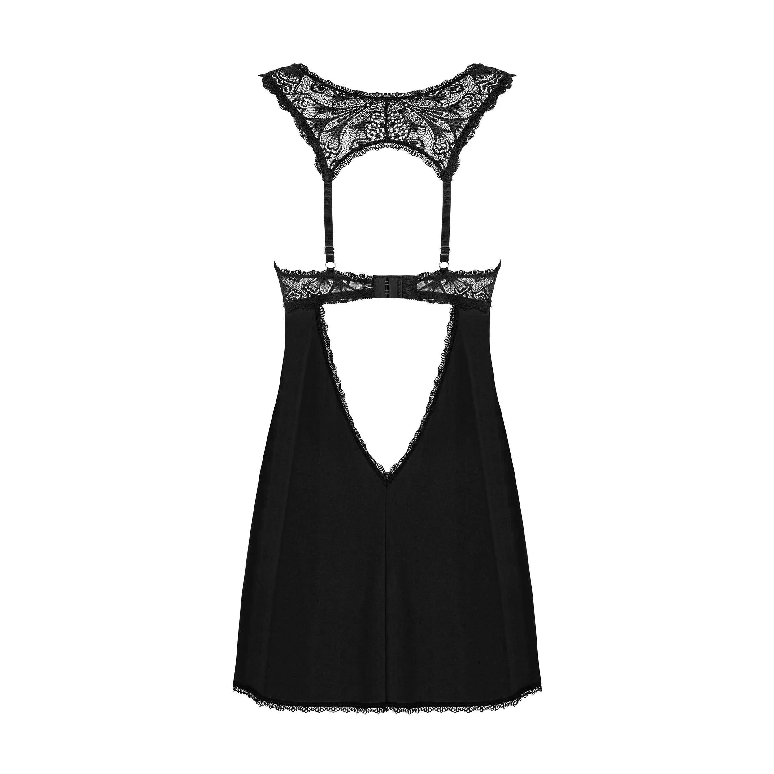 nuisette sexy noire Donna Dream string dentelle ajustable élégante bretelles réglables armatures pendentif argent tissu doux silhouette sophistiquée