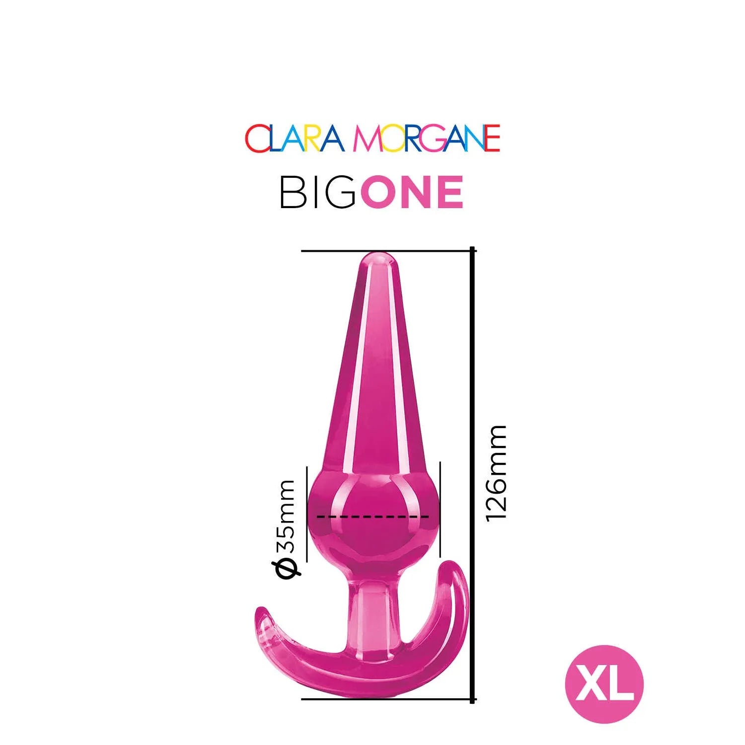 Plug anal rose XL Clara Morgane, jelly doux, forme conique, base évasée, usage anal, sans phtalates, waterproof.