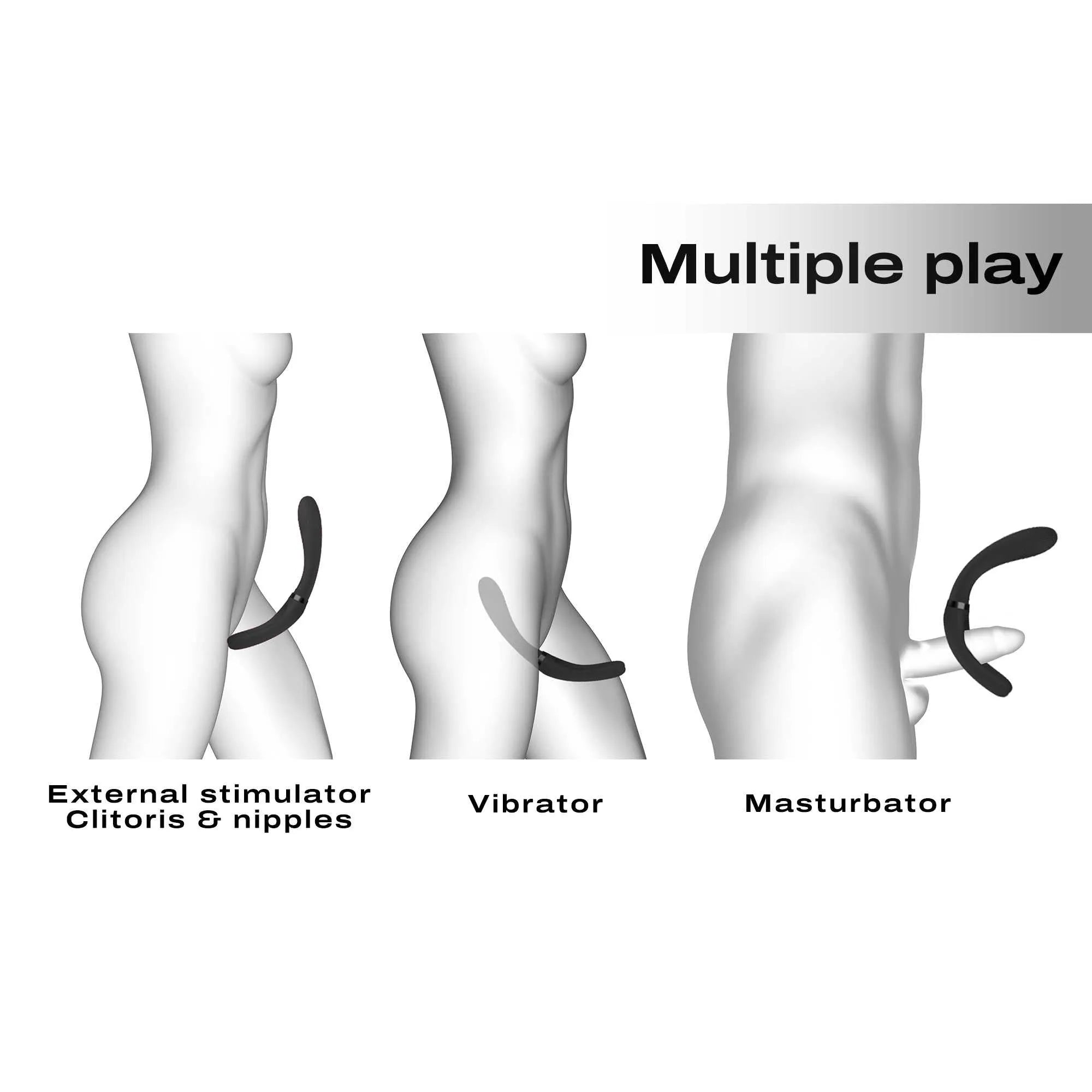Vibromasseur Infinite Joy Noir bras pliable 360 triple moteur waterproof rechargeable silicone