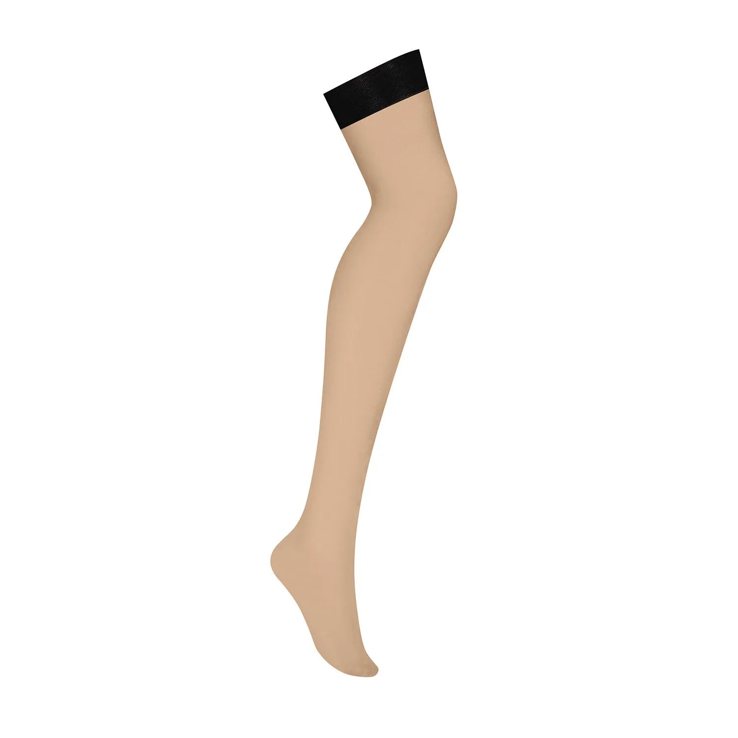 Bas résille beige avec finition blanche, jarretelles élégantes, extensibles, parfaits pour soirées raffinées et séduisantes.