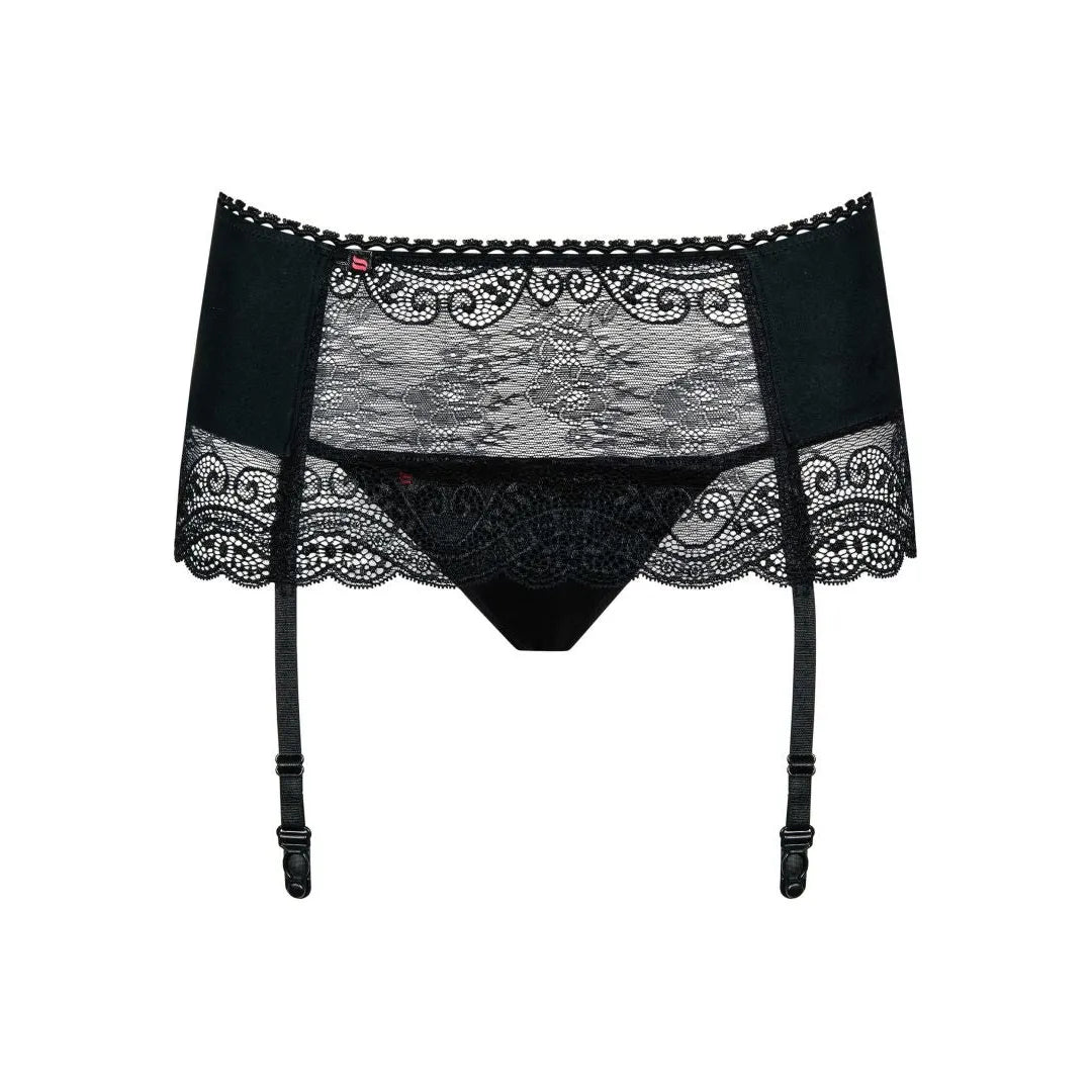 porte jarretelles noir dentelle fine sexy ajustable string assorti extensible échancré glamour sophistiqué élastique confortable réglable taille variée