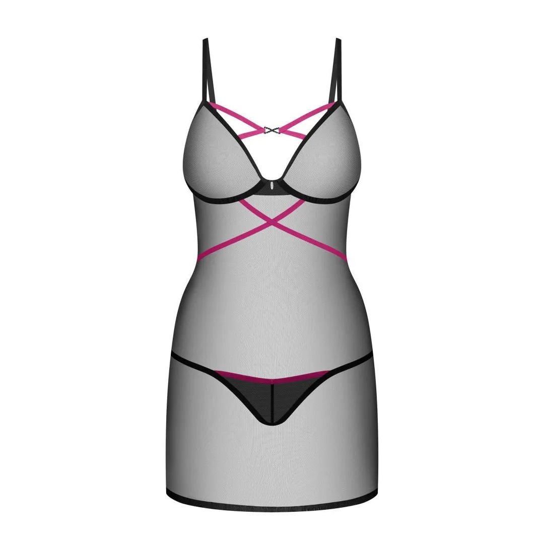 nuisette string noir armatures tissu transparent zircons bretelles réglables soutien maintien doux extensible respirant sexy élégant luxueux