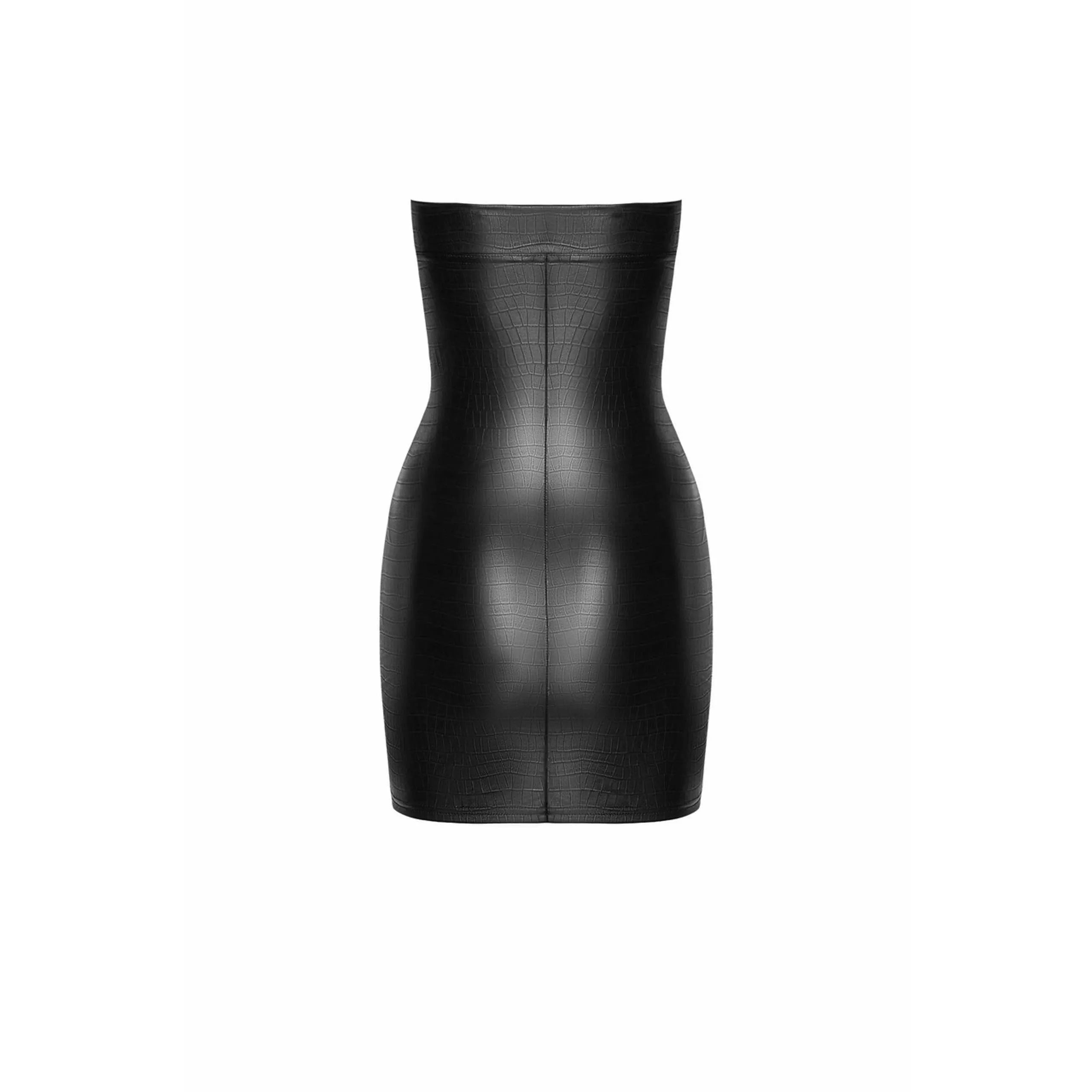 mini robe bustier imprimé crocodile sulfureux élégant noir brillant effet mouillé moulant sensuel soirée chic glamour