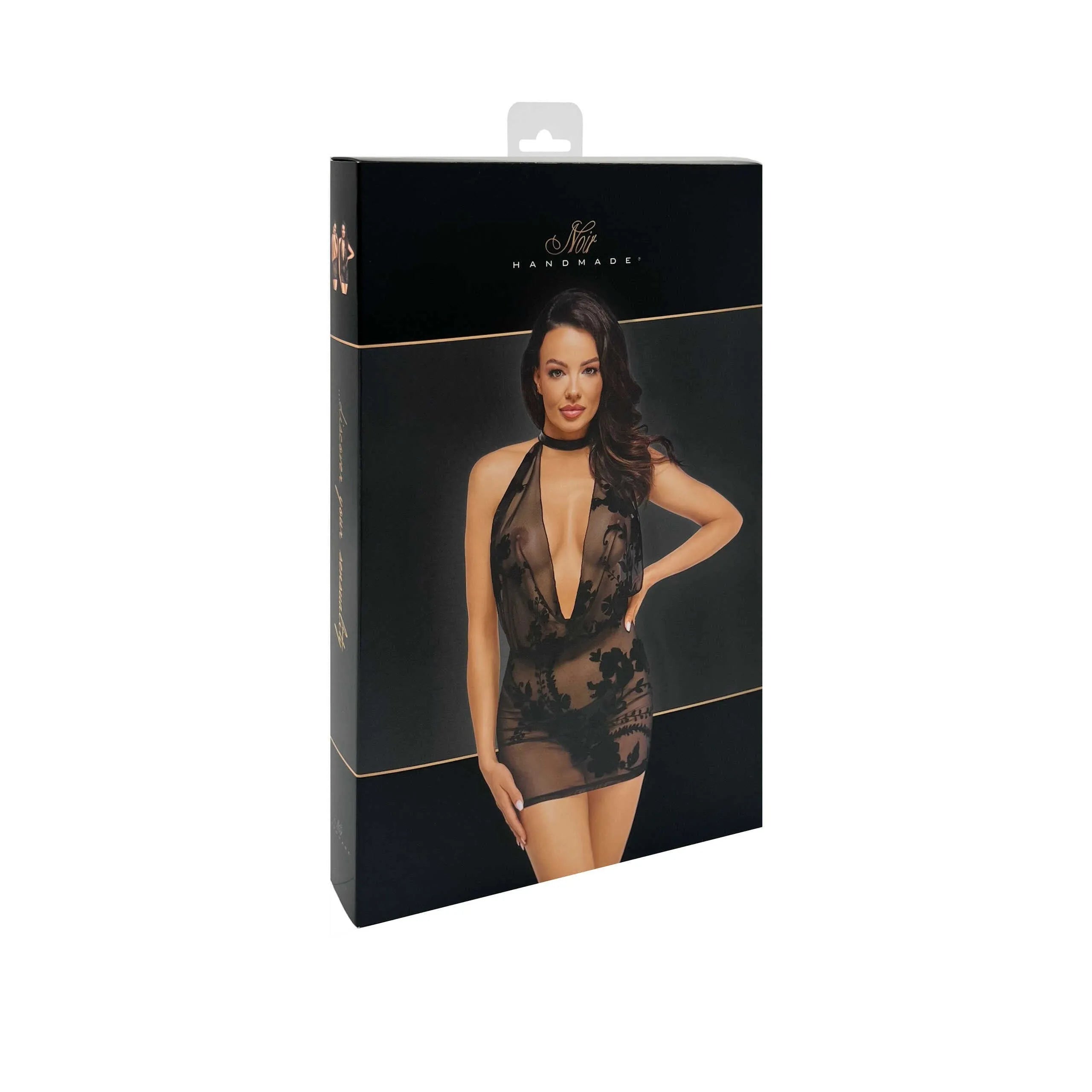 mini robe maille florale velours dos nu cordon perles encolure licou moulante sexy raffinée glamour sophistiquée noire tailles multiples qualité