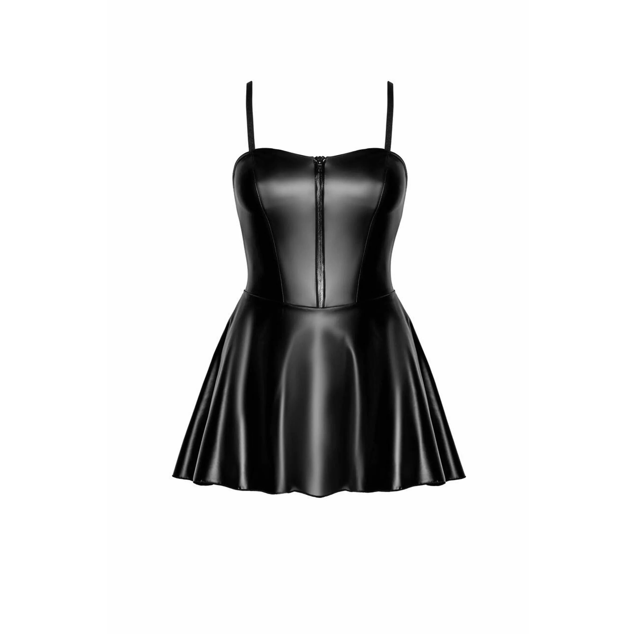 mini robe élastique bustier fermeture éclair avant bretelles amovibles effet mouillé brillant extensible cintrée sexy élégante polyvalente noir tailles ajustables