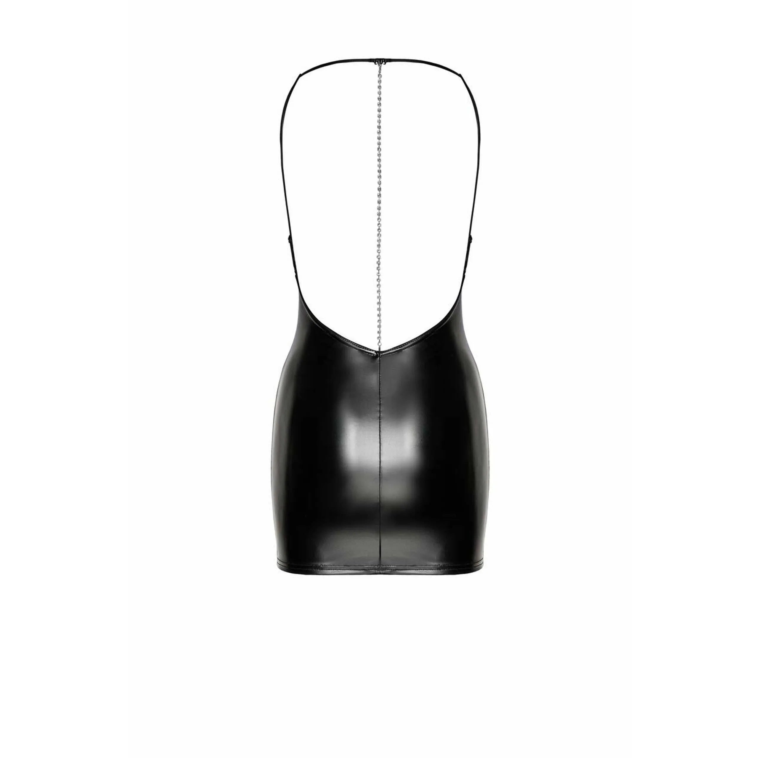 mini robe effet mouillé extensible silhouette séduisante glamour élégante sophistiquée noire chaîne strass amovible ajustable scintillante