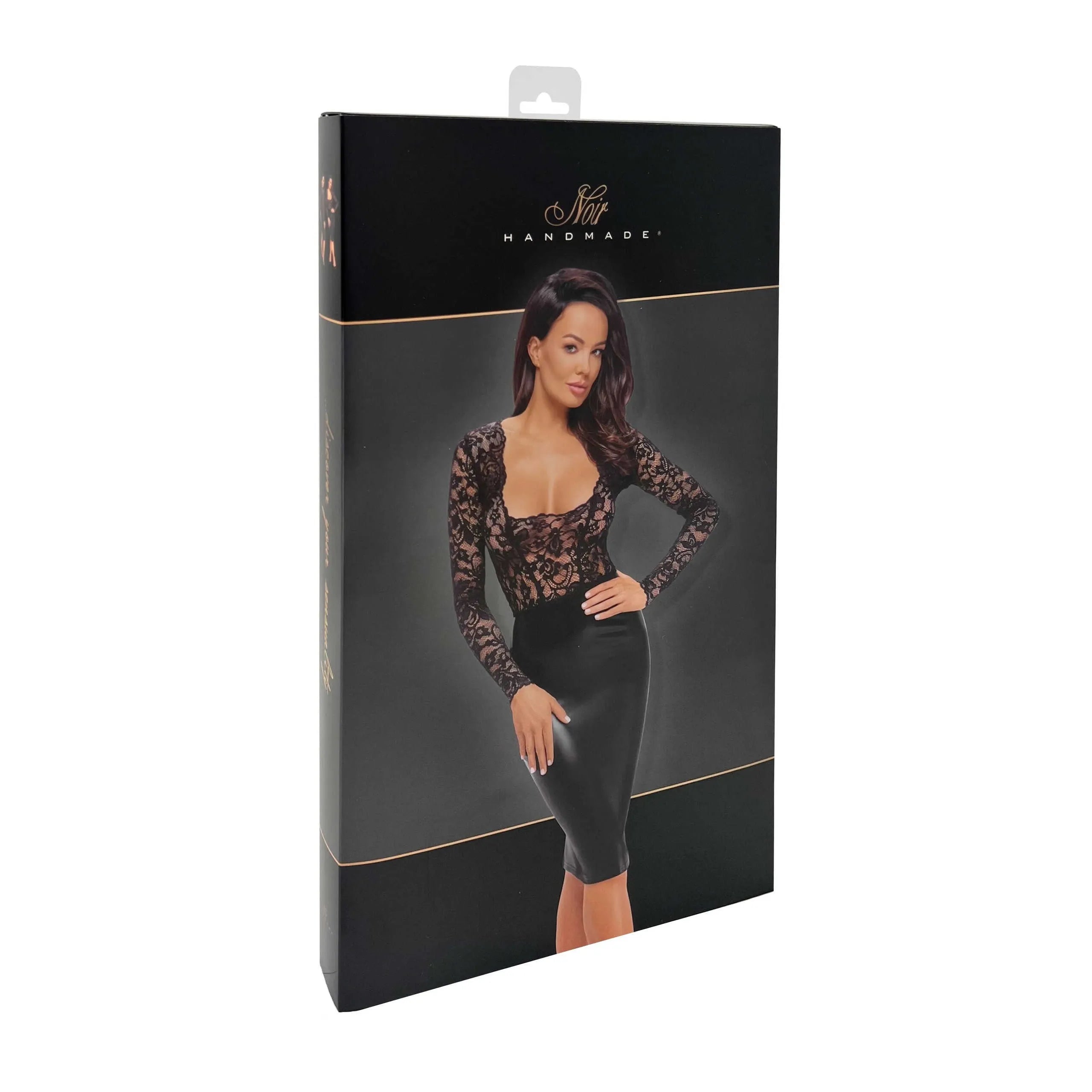 Robe midi dentelle élastique wetlook transparent décolleté mystérieux femme élégante