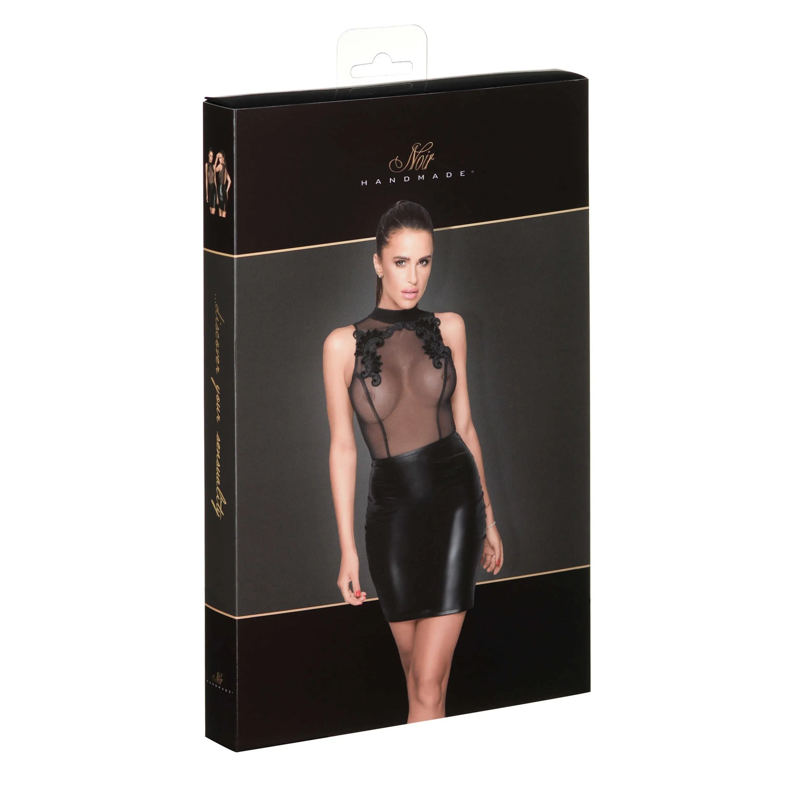 Mini robe sans manches broderies tulle brillant extensible fente dos noir moulante courte soirée chic sexy raffinée