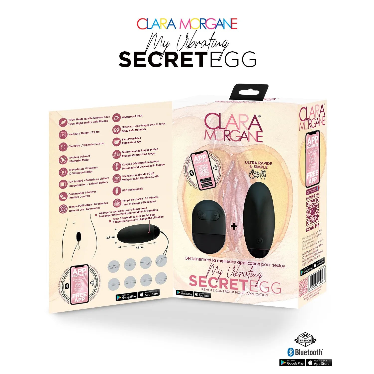Oeuf vibrant secret noir sextoy silicone rechargeable stimulation intime discrétion femme couple sextoy élégant Bluetooth télécommande