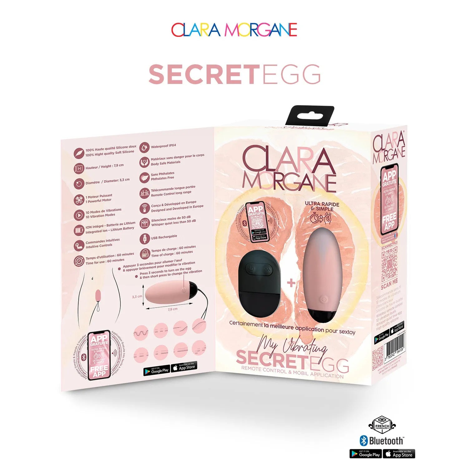 Oeuf vibrant rose à distance contrôle Bluetooth discret sextoy silicone ABS
