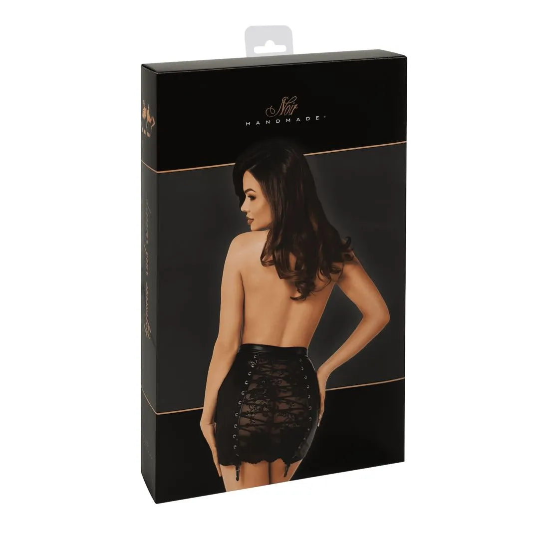 minijupe corsetée dentelle élastique effet mouillé extensible moulante laçage ajustable silhouette sublimante audacieuse sophistiquée soirée élégante noire six tailles