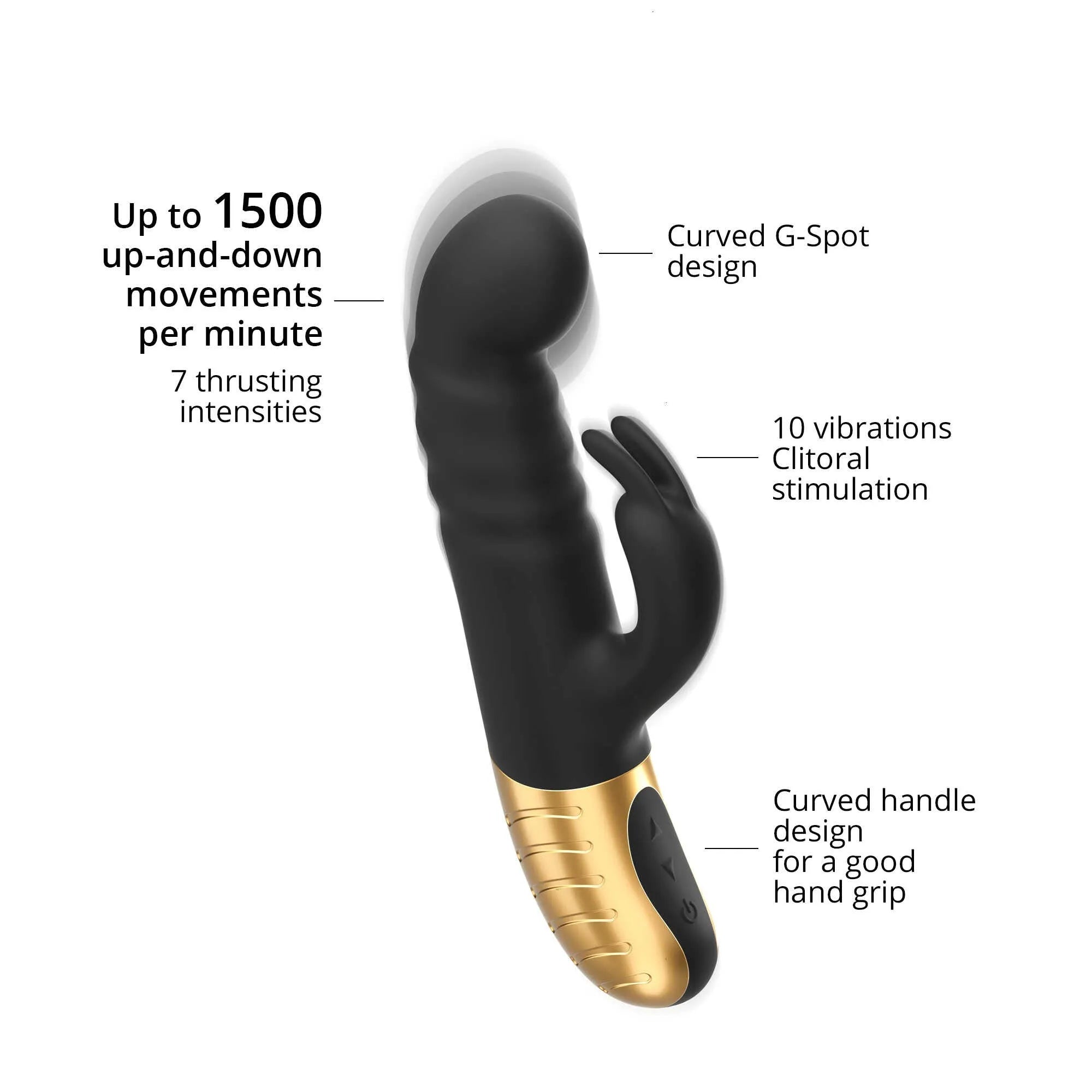 gstormer dorcel noir silicone doux rechargeable usb sept vitesses moteur linéaire ergonomique stimulation point g vibration clitoridienne autonomie
