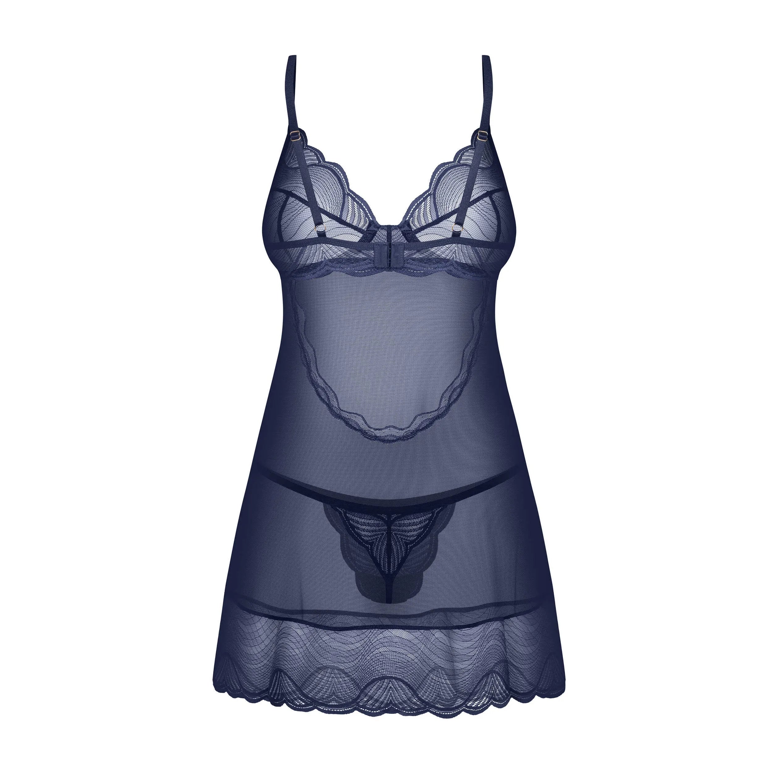 nuisette string bleu marine dentelle soutien armatures sangles réglables tissu doux extensible élégante sexy légère durable qualité supérieure