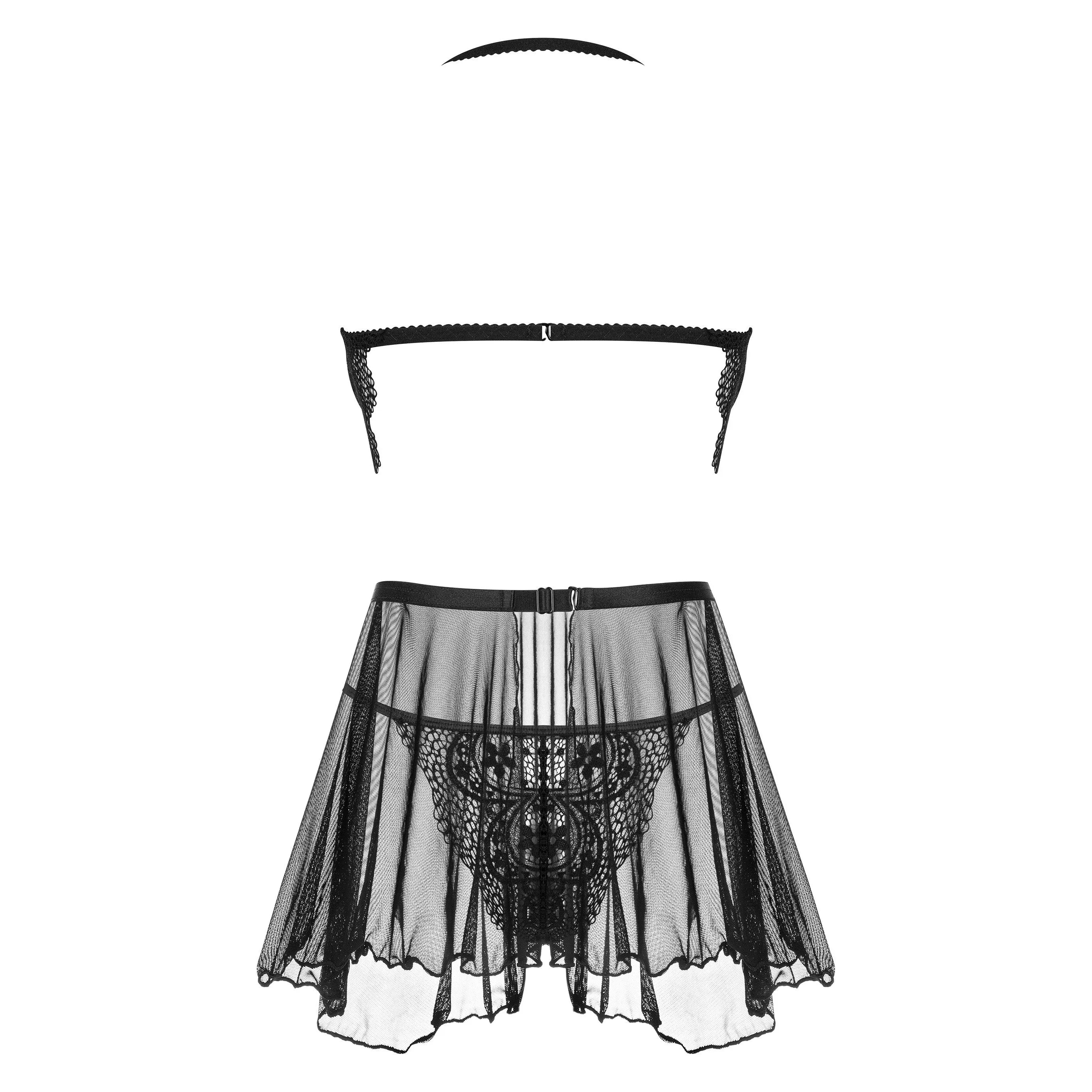 nuisette dentelle noire sensuelle string respirant bretelles réglables légère translucide élégante séduisante confortable raffinée luxueuse ajustable lavable