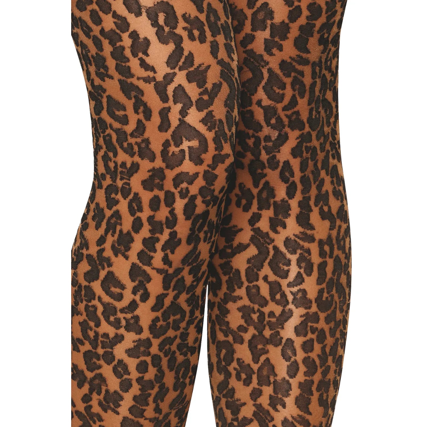 Bas autofixants imprimés léopard, jarretière élastique, silicone, polyester, nylon, élasthanne, élégance et confort.