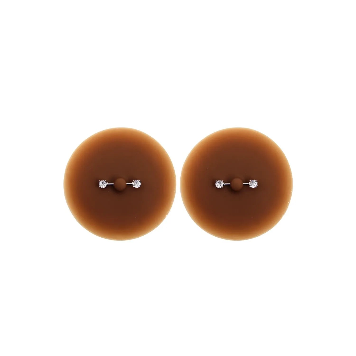 cachetetons adhésifs réutilisables silicone noir peaux foncées piercing barre faux diamants ronds acier inoxydable discrets confortables