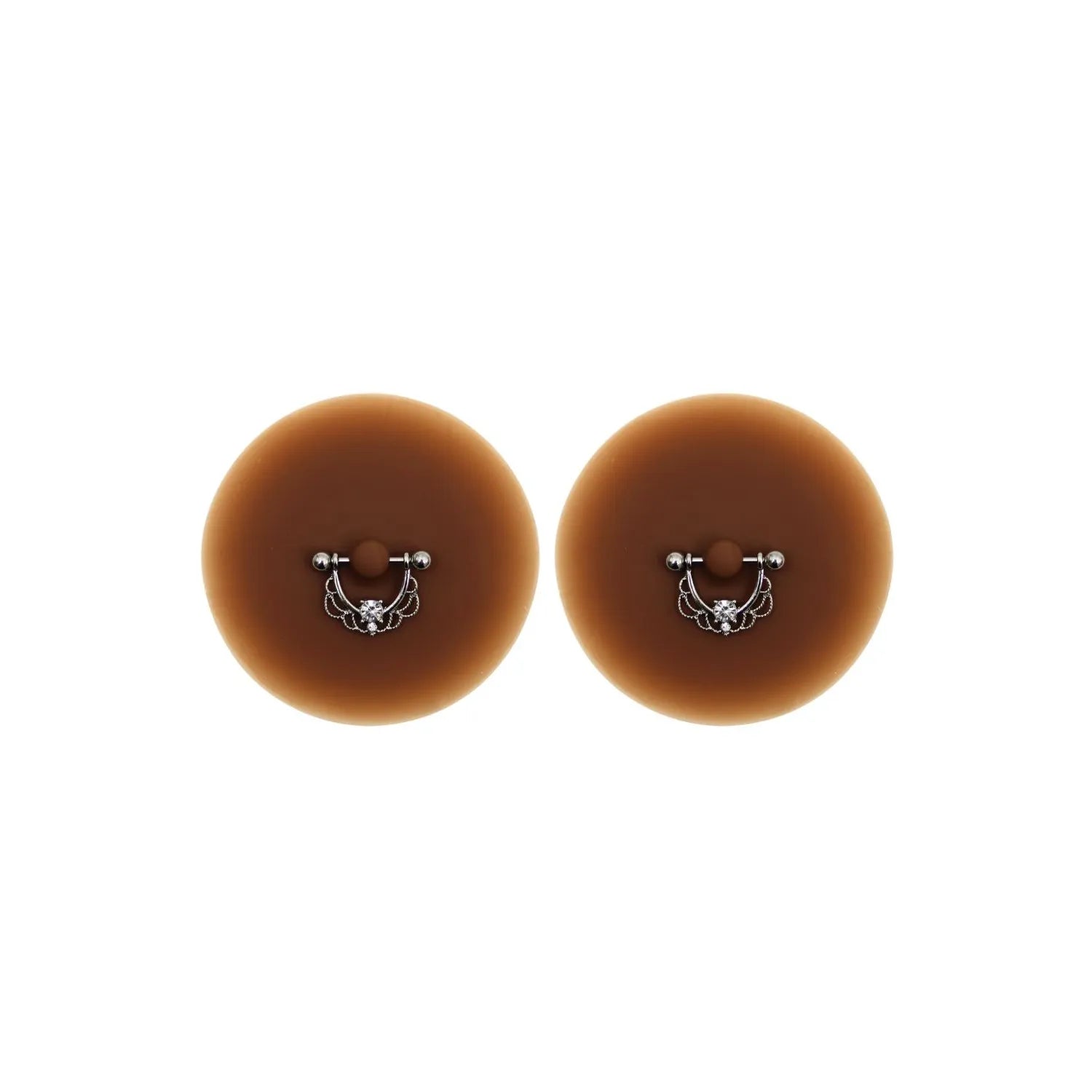 cachetétons adhésifs réutilisables silicone piercing barre faux diamant demi anneau acier inoxydable noir peaux foncées discret naturel confortable durable glamour