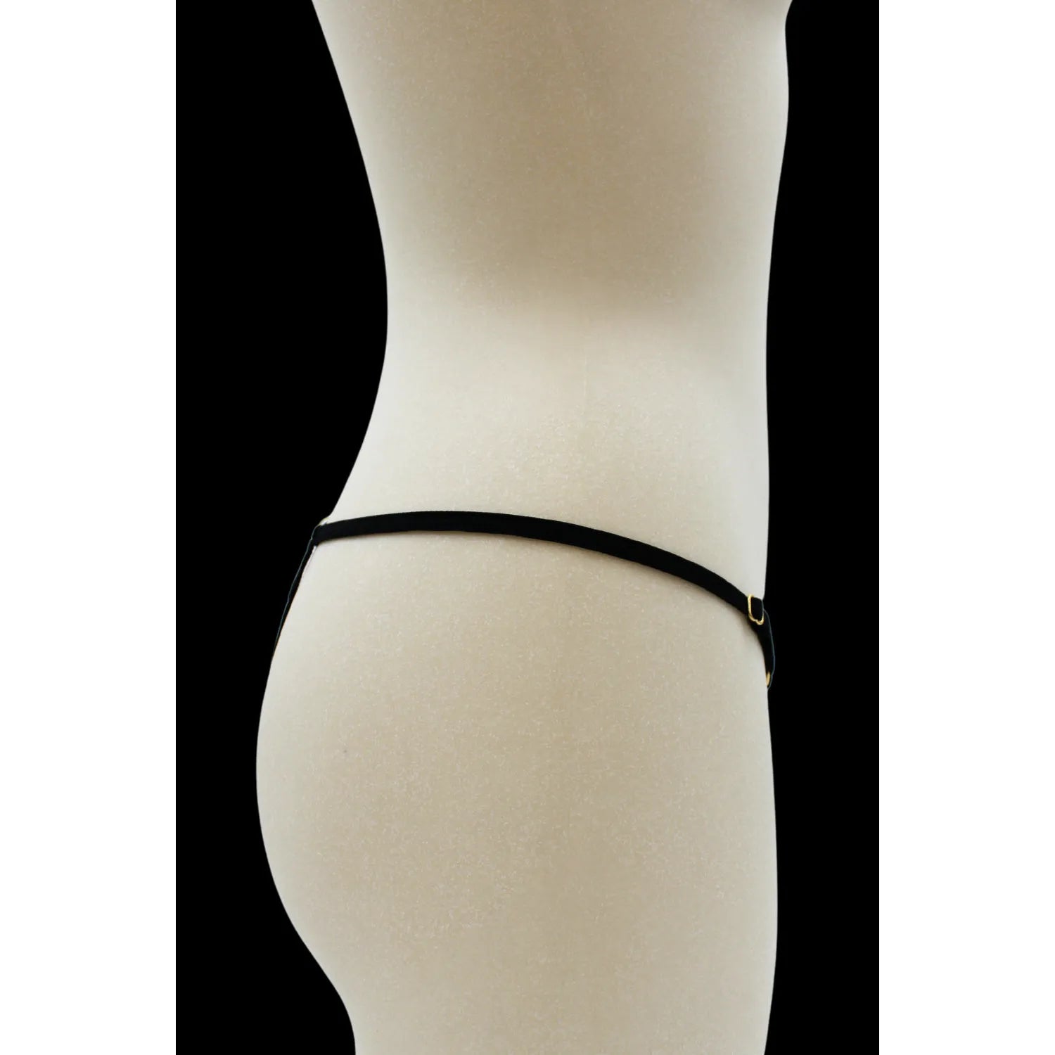 String noir dentelle florale chaîne dorée bijou sexy taille unique ajustable