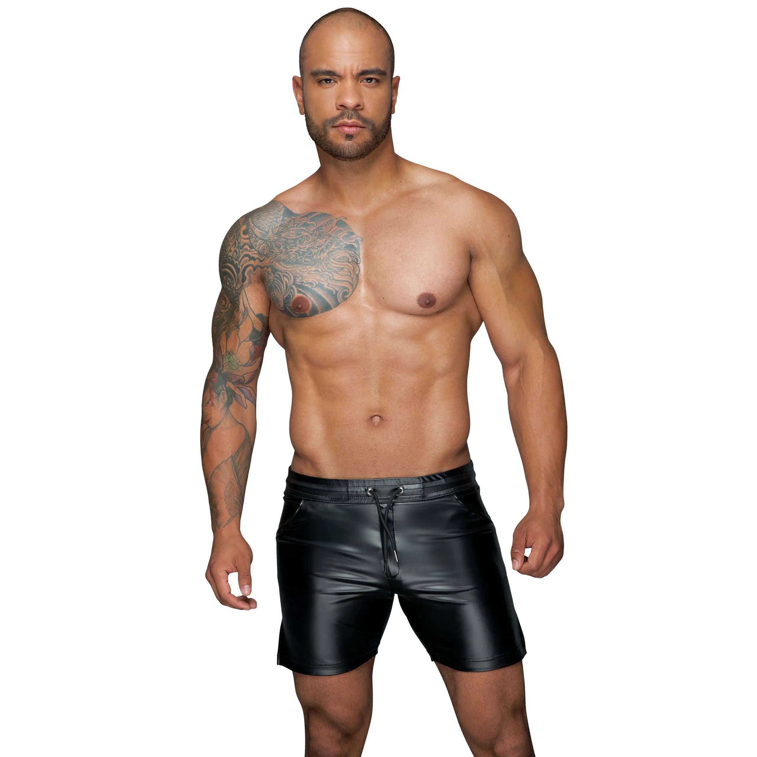 Short powerwetlook élastique mi court confort polyester élasthanne 76% noir stylé