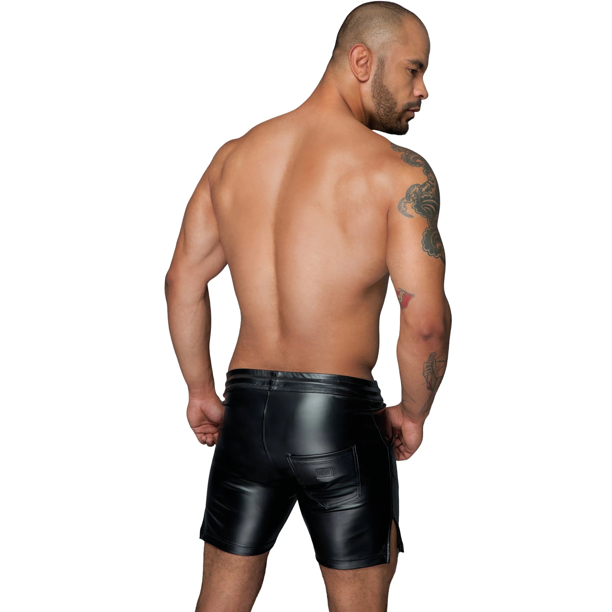 Short powerwetlook élastique mi court confort polyester élasthanne 76% noir stylé