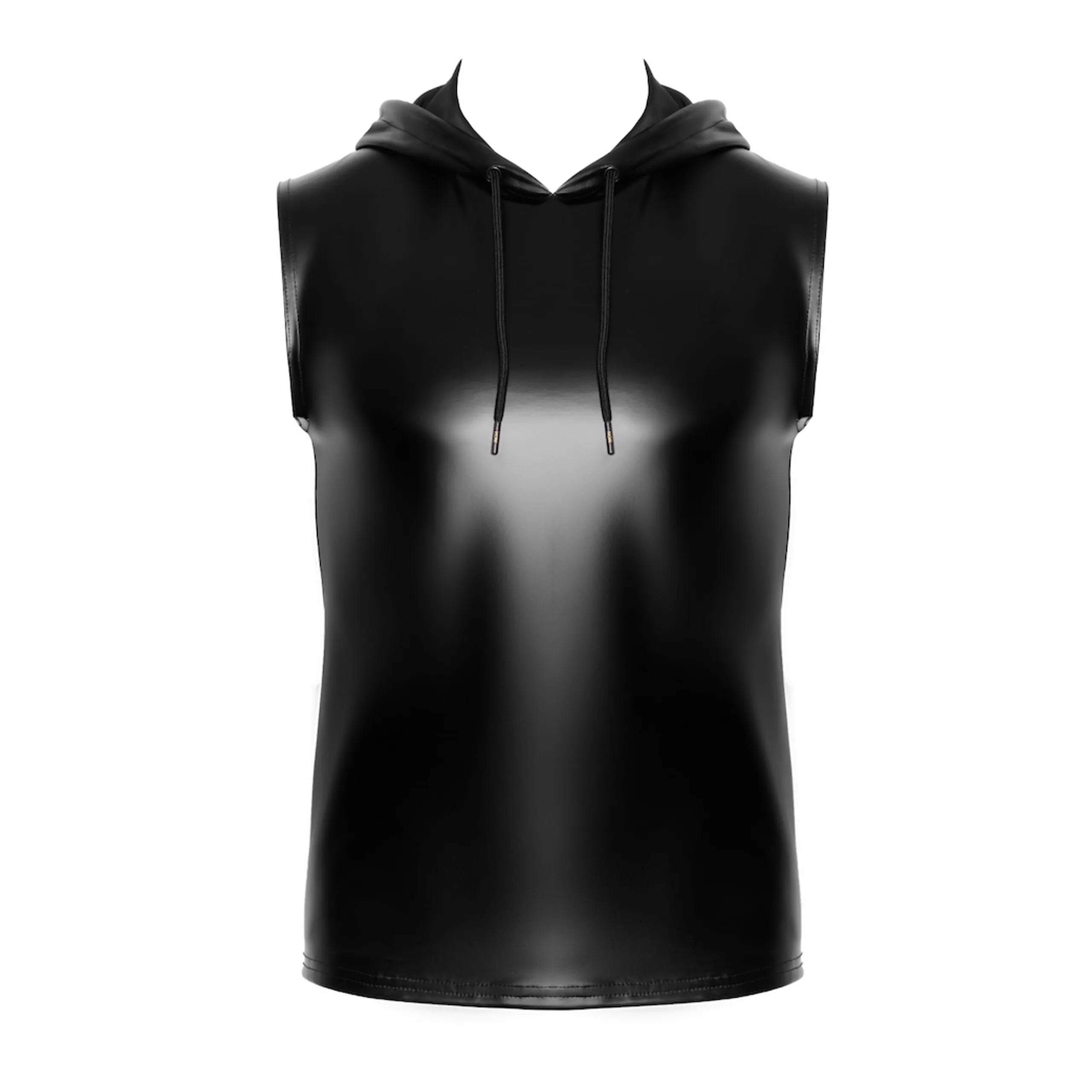 Sweat à capuche sans manches wetlook élastique moderne et audacieux