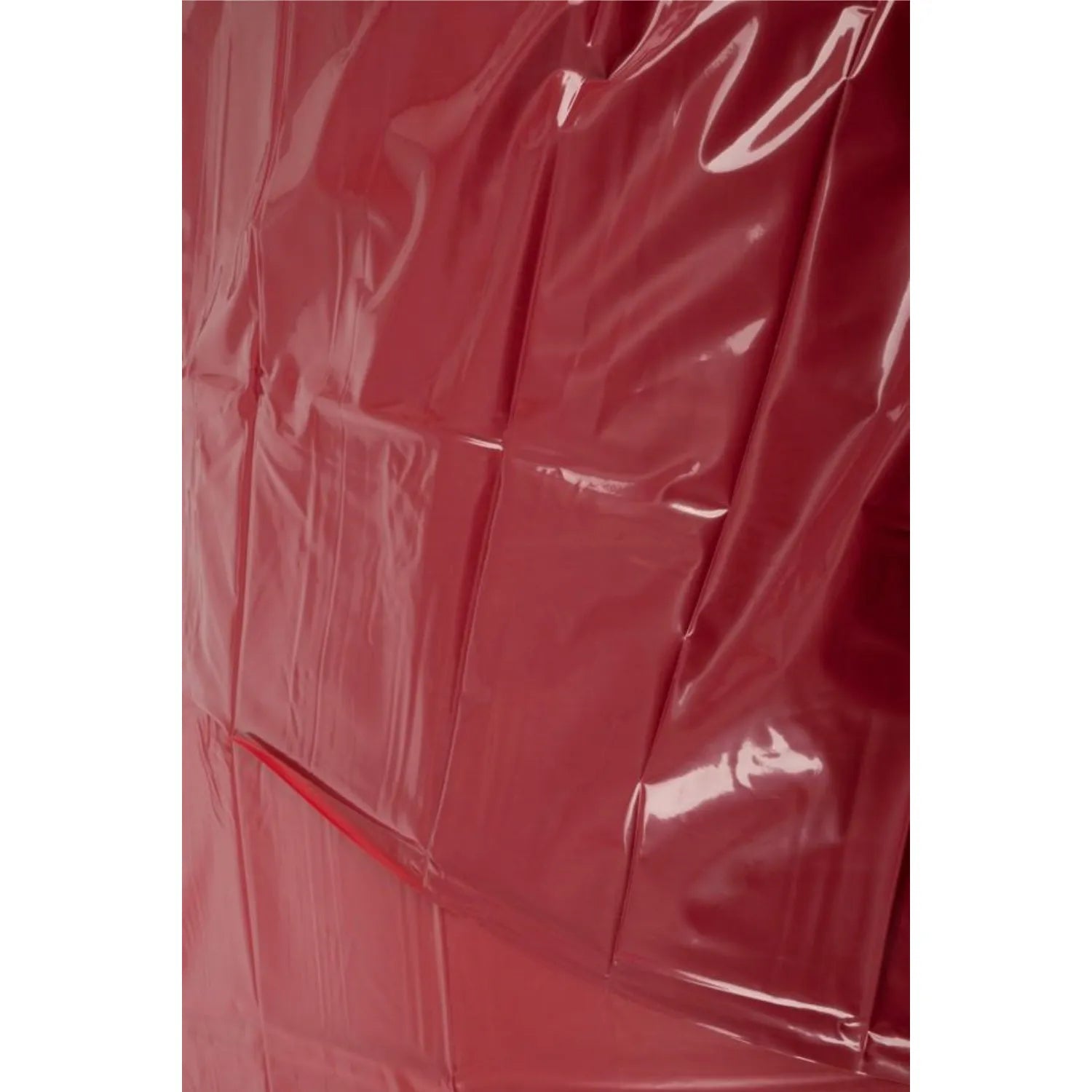 Drap-housse vinyle bordeaux étanche 200x300cm, surface lisse et brillante, idéal pour jeux sensuels, facile à nettoyer.