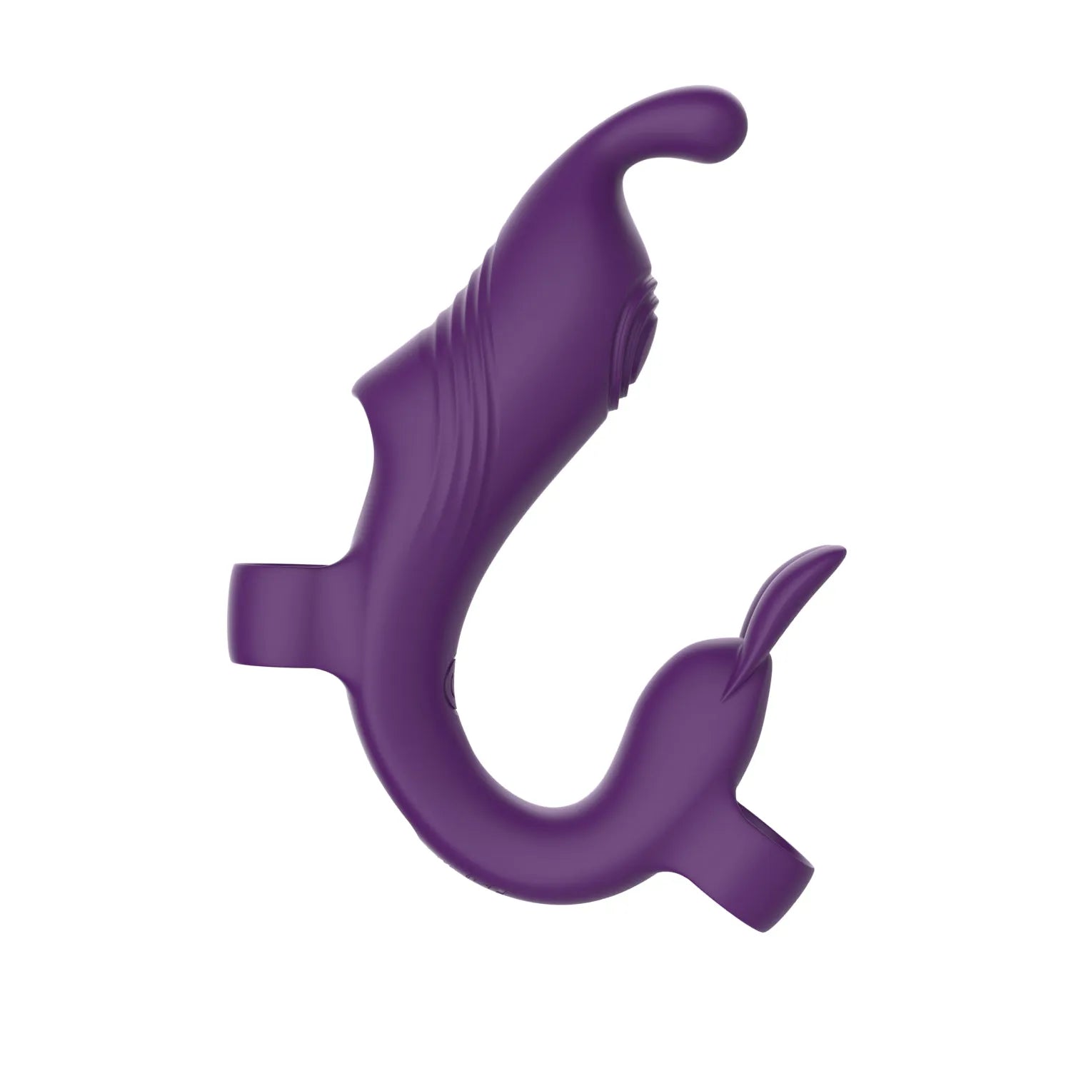 Doigt vibrant violet en silicone médical, double moteur, forme ergonomique, 10 modes, résistant à l'eau.