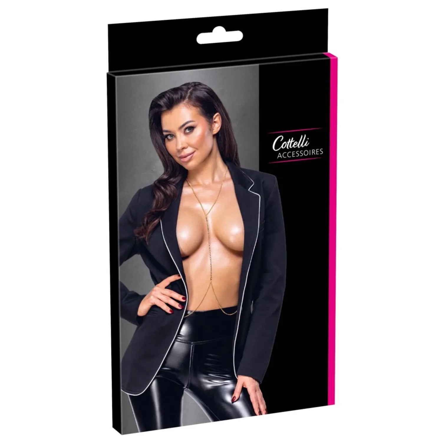 Chaîne de corps dorée Cottelli avec strass, élégante et ajustable, sublimant la silhouette pour un style glamour et sensuel.