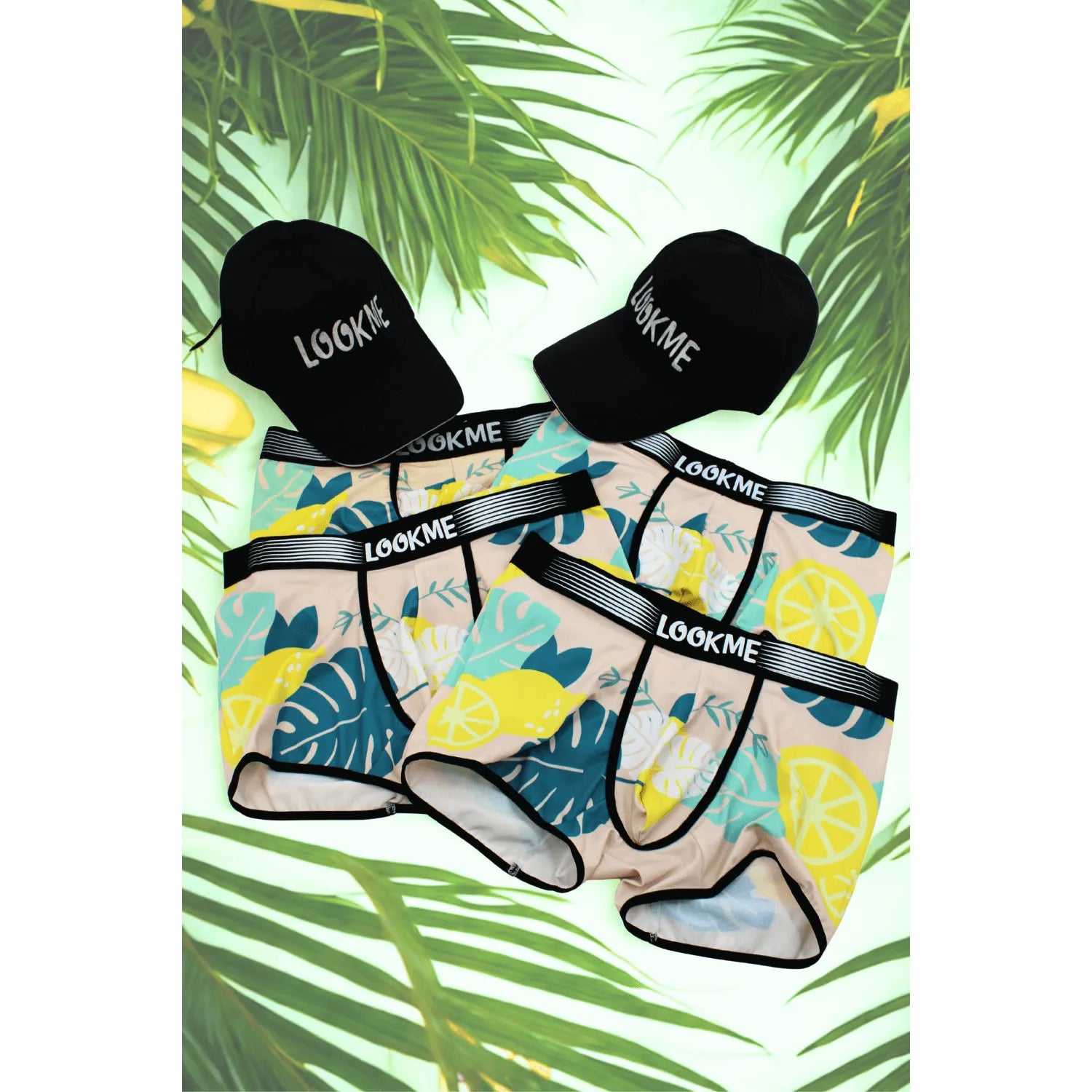 lot 4 boxers polyester élasthanne confort élasticité respirant durable lavable résistant ajustement taille S M L XL casquettes noires offertes