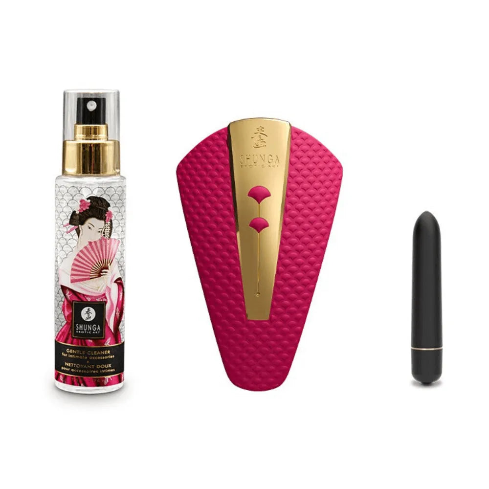 Calendrier de l'avent Shunga 25 ans, coffret or et pourpre, produits érotiques bien-être, design luxueux et raffiné.