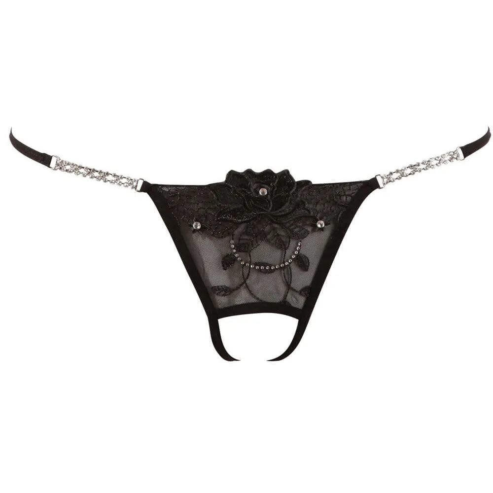 String ouvert sexy broderie strass laçage décoratif lingerie féminine polyester