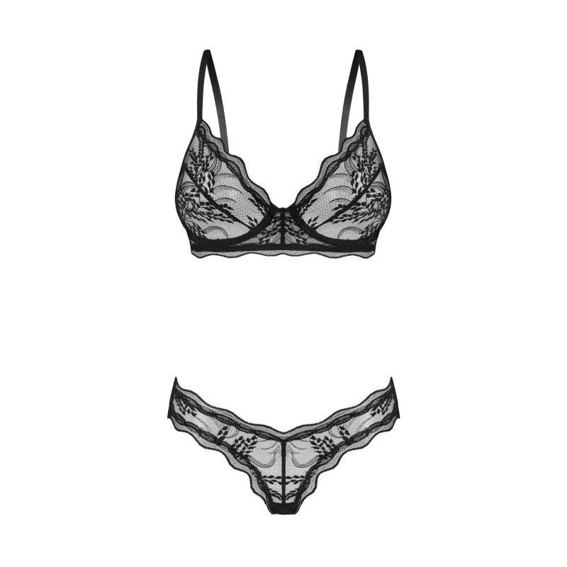 Soutien-gorge dentelle transparent noir ajustable couture européenne qualité supérieure