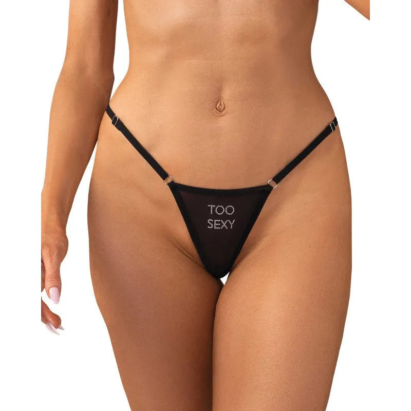 String Violami Sexy mesh noir strass réglable lingerie femme séduisante