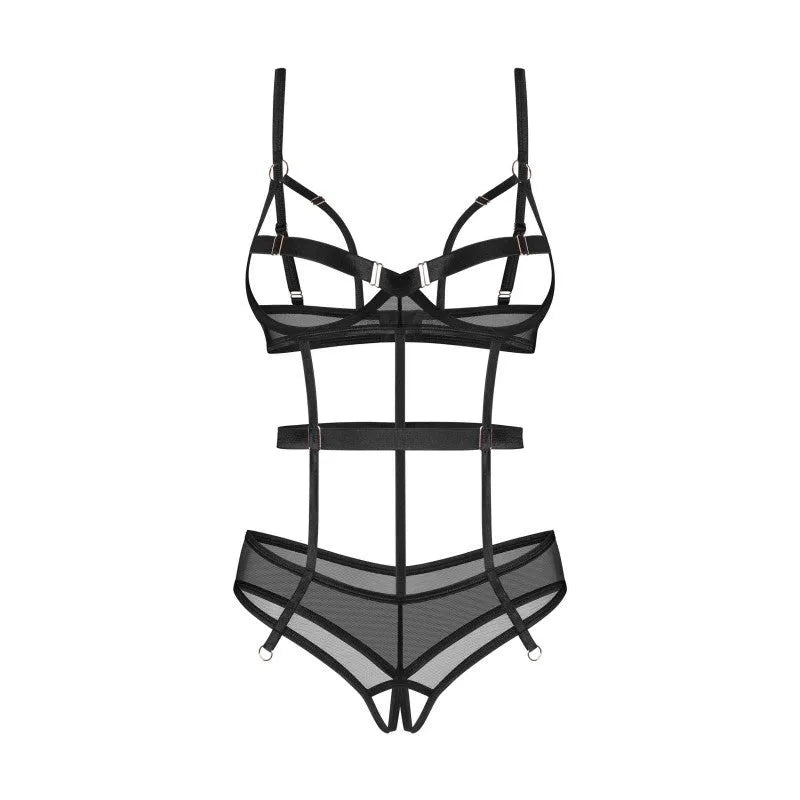 Body harnais noir ouvert ajustable Euridia, design moderne et élégant, collection Freedom, luxe et sensualité.