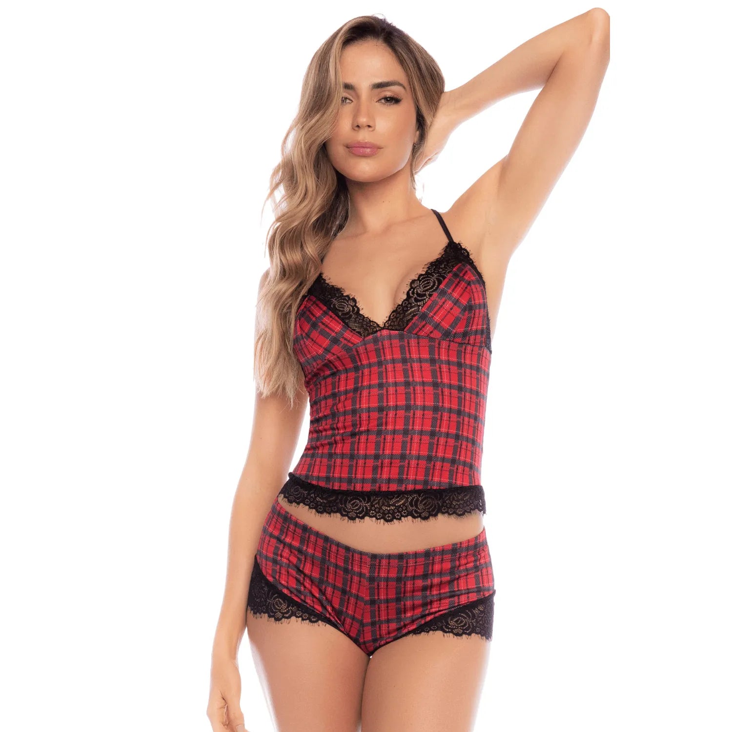 Ensemble lingerie cocooning imprimé carreaux dentelle sexy Mapalé hiver