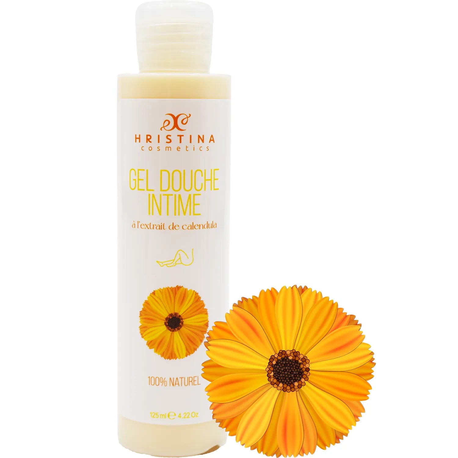 Gel douche intime naturel peau sensible calendula pH physiologique 125ml