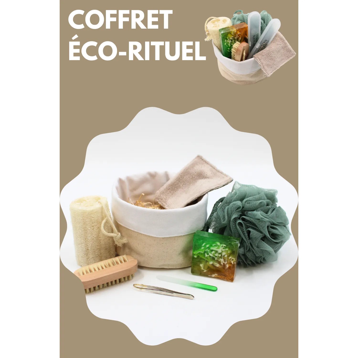 Coffret éco-rituel soins visage corps zéro déchet accessoires naturels biodégradables