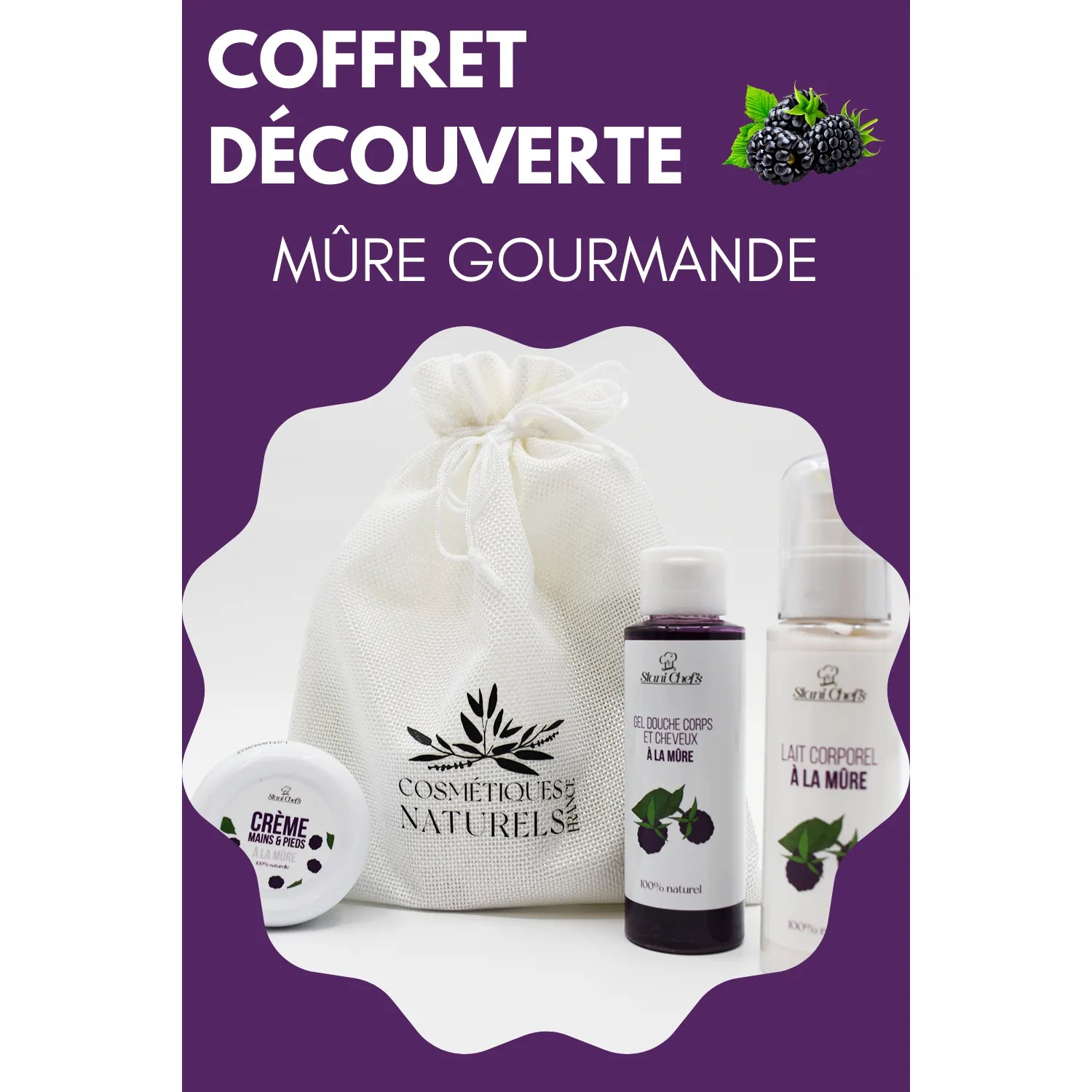 Coffret découverte naturel corps cheveux mûre gourmande hydratant antioxydant
