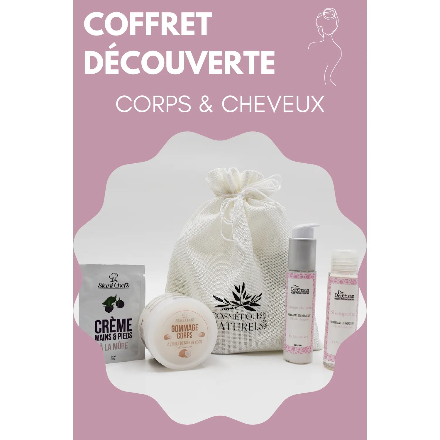 Coffret découverte soins naturels cheveux secs huile argan gommage coco