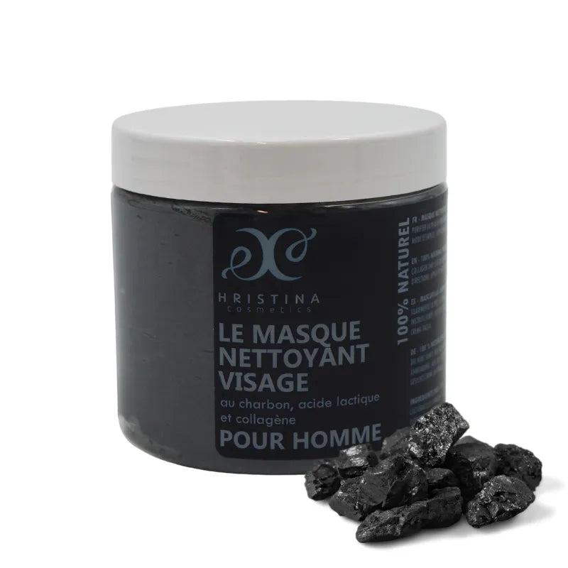 Masque nettoyant purifiant charbon actif homme peau douce hydratée 200ml