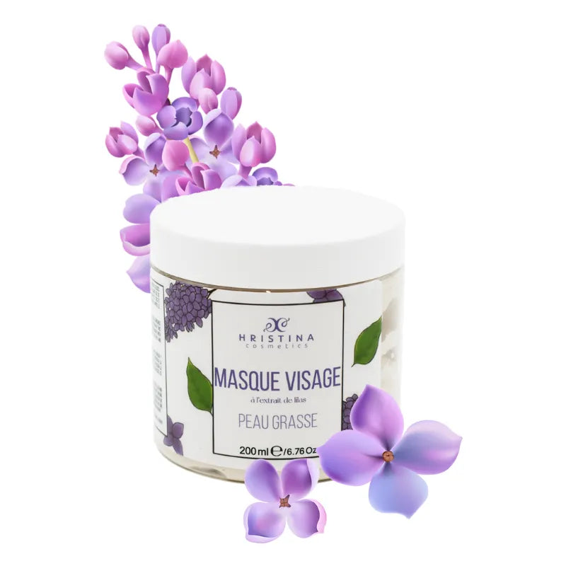 masque visage naturel peau grasse lilas argile blanche exfoliant 200ml