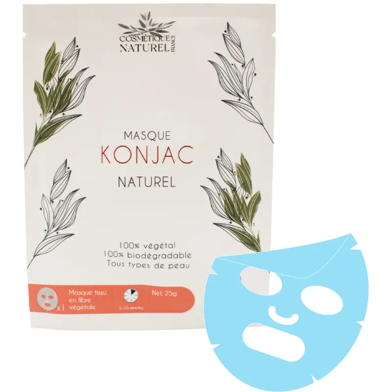 Masque konjac collagène hydratant biodégradable peau lumineuse apaisée vegan