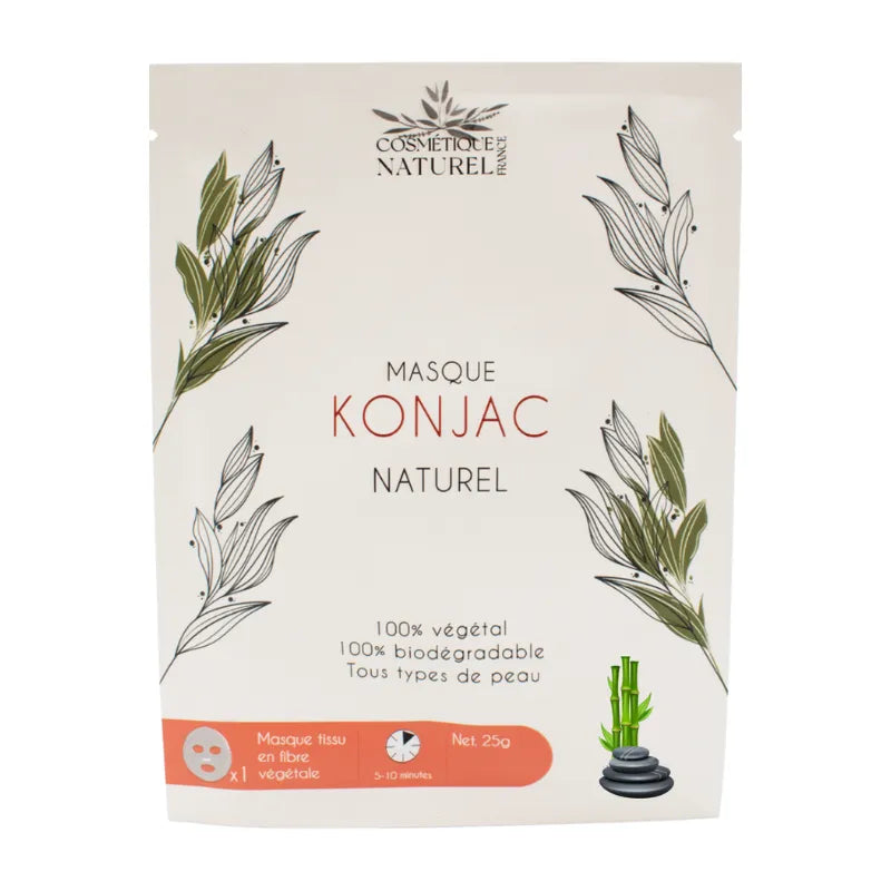 Masque Konjac Naturel Biodégradable Charbon Bambou Réduction Sébum Acné Points Noirs