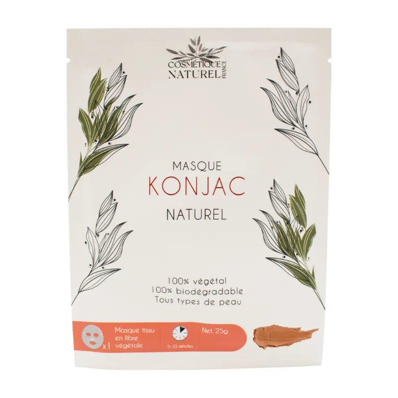 masque konjac biodégradable argile rouge peaux sèches sensibles hydratation naturelle