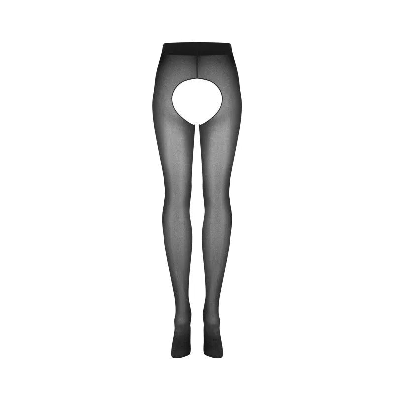 Collants ouverts noirs élastiques avec lettrage HOT MESS au-dessus de la cheville, design européen élégant et audacieux.