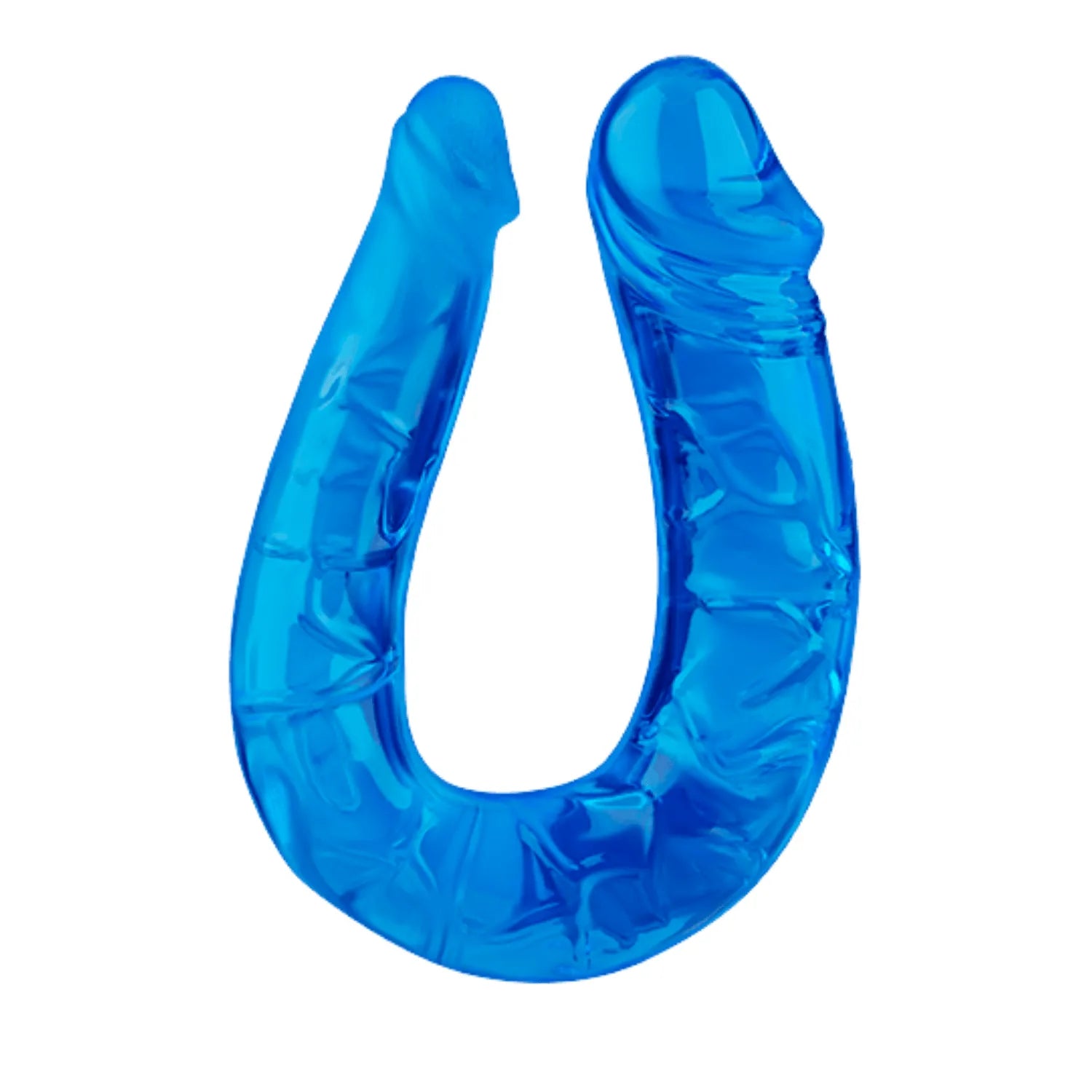Double Dong Flexible Bleu Translucide TPE Stimulation Réaliste Pocket Pleasure 26cm