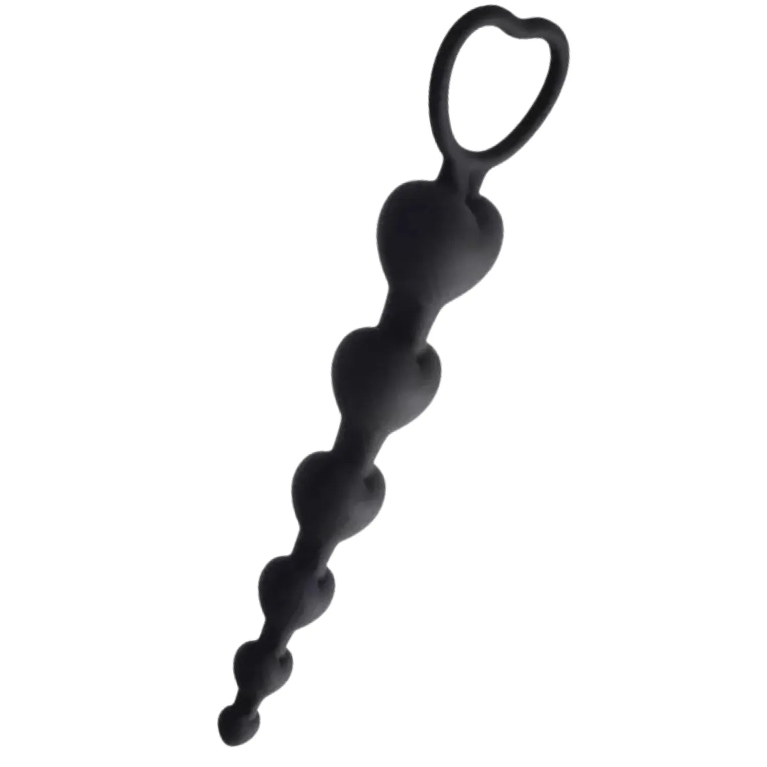 Chapelet Anal Silicone Noir Cœur Ergonomique Progression Sécurisée Débutants